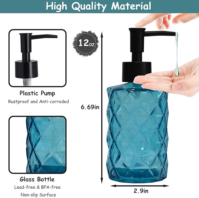 YYTSGG Blue Glass Soap Dispenser - Image 2