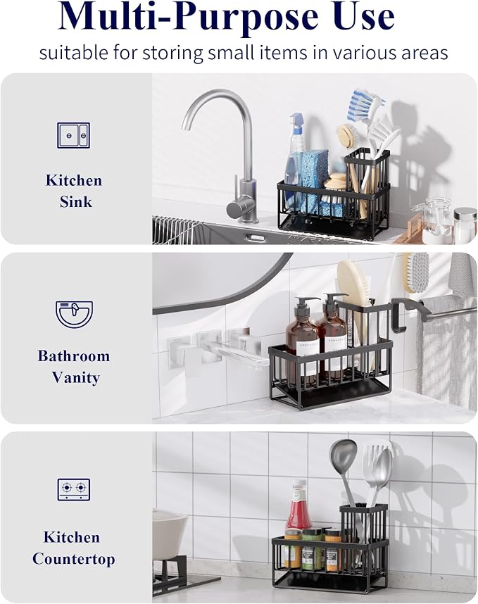 Kitsure Sponge Holder for Kitchen Sink, 7.9"x3.7"x6.2" - Image 8