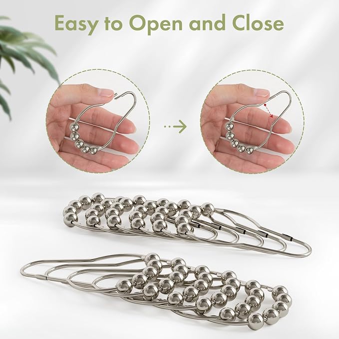 Shower Curtain Hooks, Decorative Rust Proof Stainless Steel Shower Curtain Hooks - Image 5