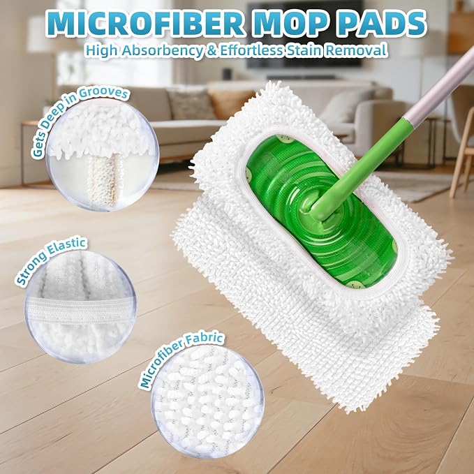 6 Pack Reusable Mop Pads for Swiffer, Washable Wet Pads Refill - Image 5