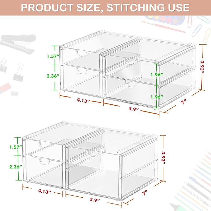 Acrylic 2-Pack 7-Drawer Makeup & Storage Organizer - Image 3