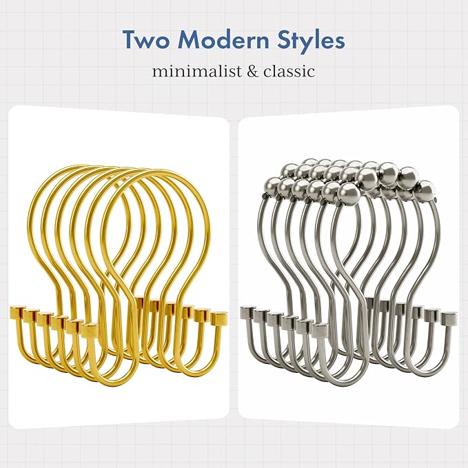 Bathway Shower Curtain Hooks Dark Gold Shower Curtain Rings - Image 6