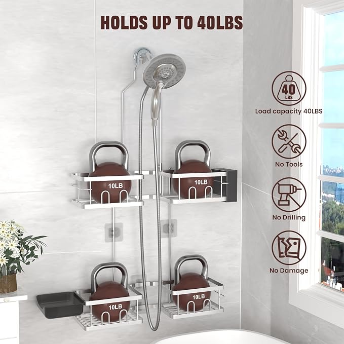 REINHARDT Adjustable Shower Caddy Hanging - Image 3