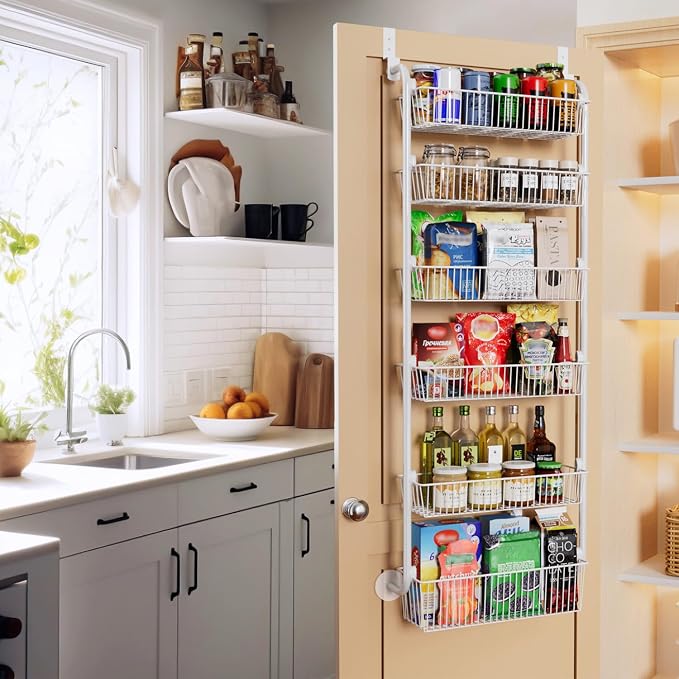 Delamu Large Over the Door Pantry Organizer, 6-Tier Metal Pantry Door - Image 7