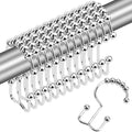 Gidse Shower Curtain Hooks, Sturdy Stainless Steel Double Sided Shower Hooks by Gidse