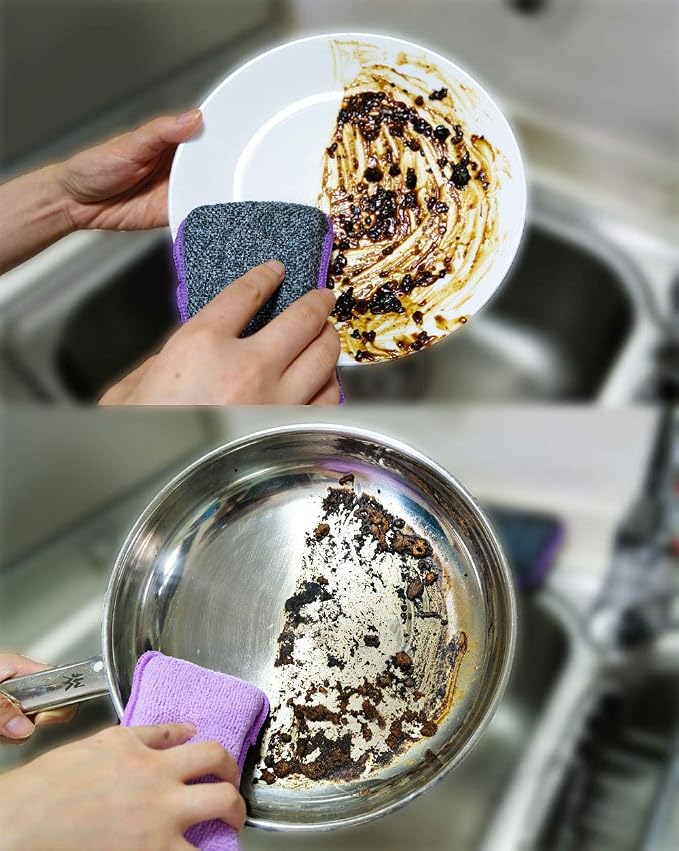 UPSTAR Dish Sponges Kitchen, Microfiber Cleaning Scrubber - Image 4
