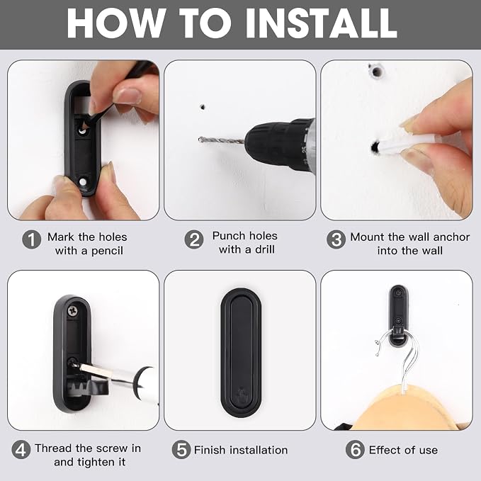 Folding Wall Hooks, 6 Pack, Zinc Alloy, Heavy Duty Coat Hooks | 90° Foldable - Image 5