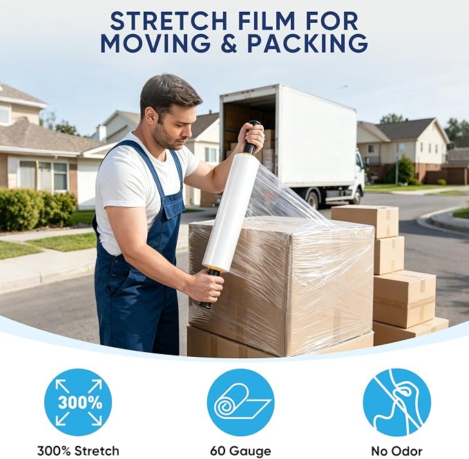 TICONN 4Pk Stretch Wrap Stretch Film Roll, 1000ft Industrial Strength 15 inch - Image 5