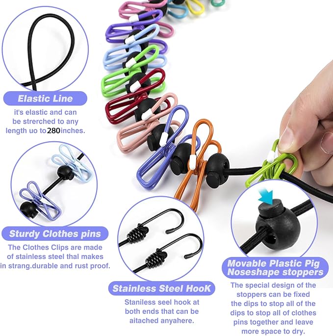 Travel Clothesline: 11.8Ft Portable Clothes Line - Image 3