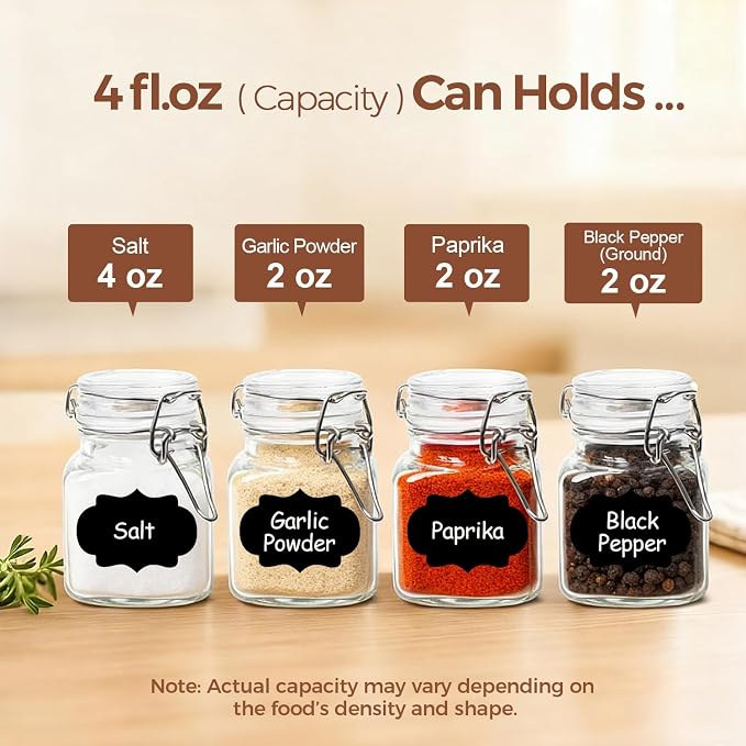 ComSaf Square Glass Spice Jars 4 oz 6 Pack - Image 3