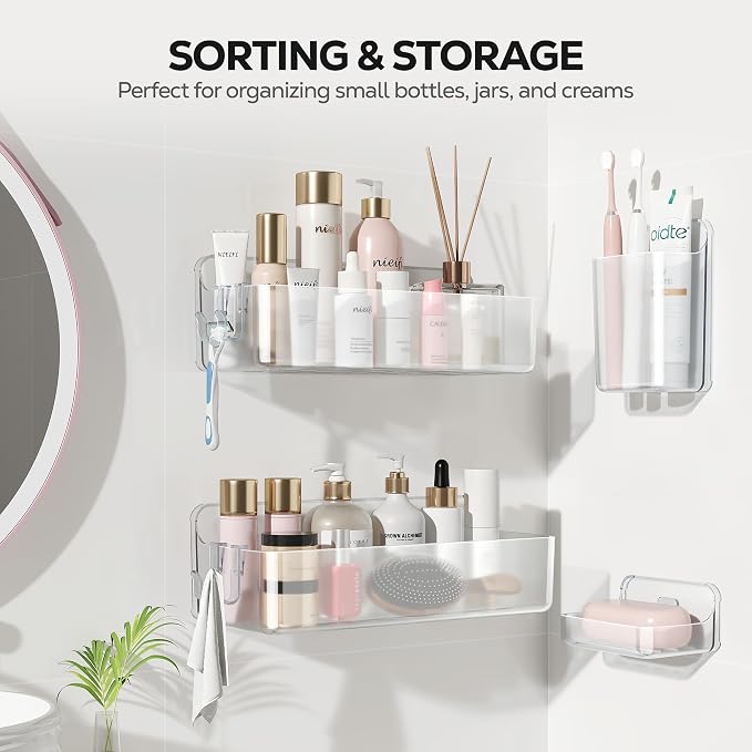 Nieifi Adhesive Shower Shelves, 4 Pieces - Image 9