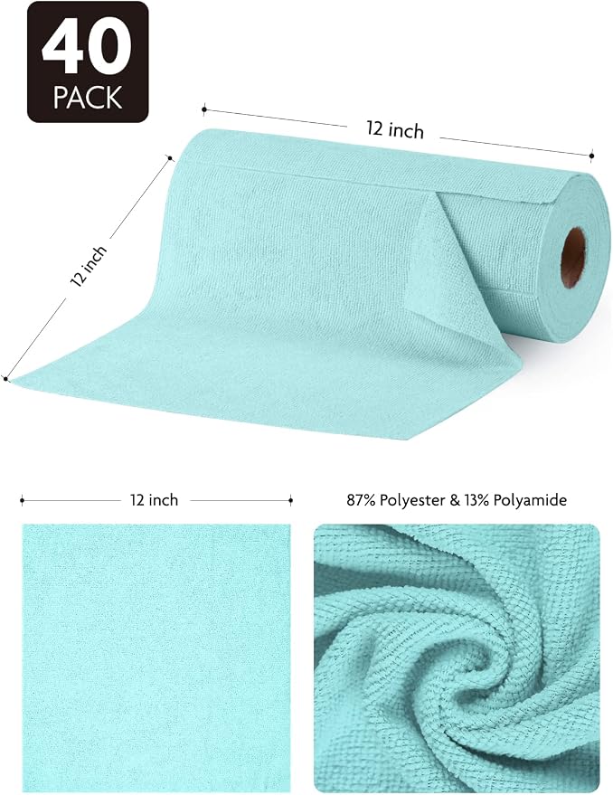 Fantasticlean Microfiber Cleaning Cloth Roll- 40 Sheets, Tear-away Microfiber - Image 4