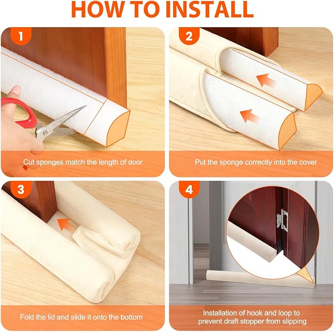 GDHOMM Door Draft Stopper for Bottom of Door, Adjustable Door Sweep Door Draft - Image 8