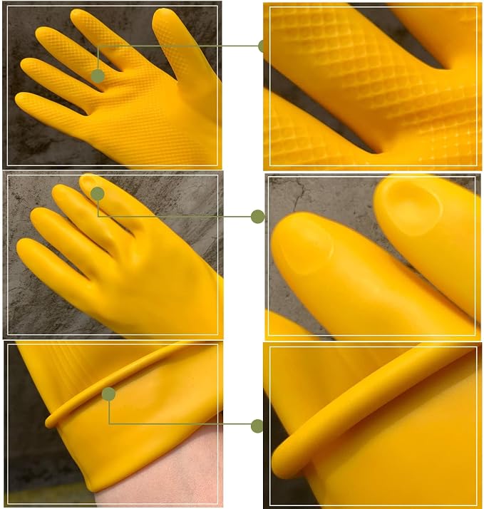 8 Pairs Reusable Household Cleaning Gloves, Rubber Kitchen Dishwashing Gloves - Image 4