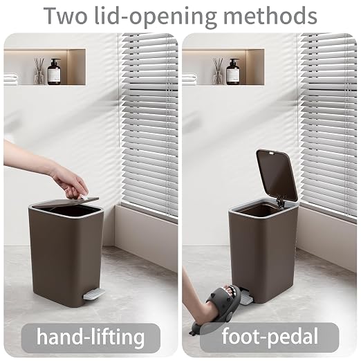 Small Bathroom Trash Can with Lid, 2.1 Gallon Slim Step Trash Can, Narrow - Image 3