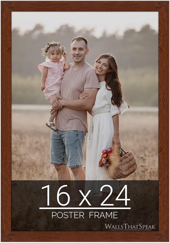 wallsthatspeak 16x24 Dark Walnut Rustic Pine Picture Frame for Puzzles Posters Photos or Artwork