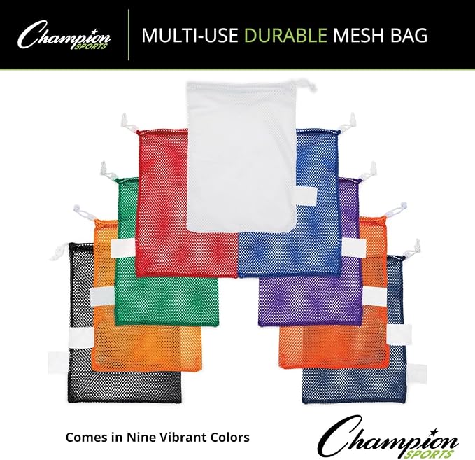 Champion Sports Mesh Equipment Bag – Heavy-Duty Nylon Drawstring Bag - Image 5