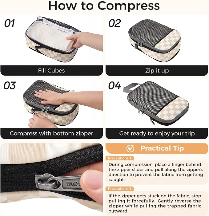 BAGAIL 4 Set/6 Set/8 Set Compression Packing Cubes Travel Accessories - Image 5