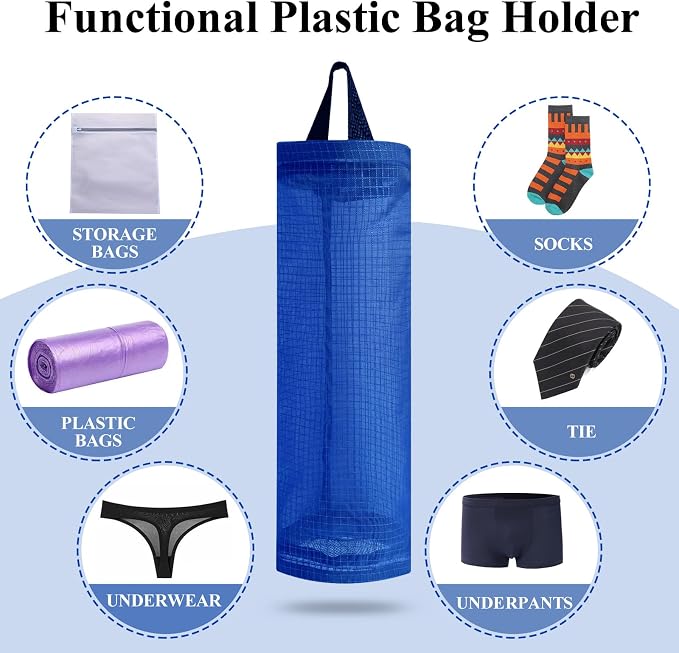 Plastic Bag Holder, Mesh Grocery Bag Holder Hanging Storage Bag Dispenser - Image 5