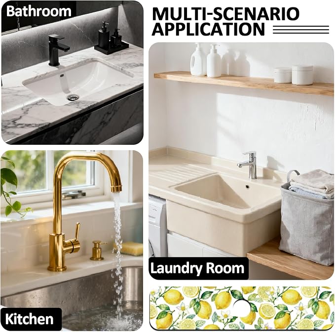 2 Pcs Kitchen Sink Splash Guard Faucet Mat Lemon Pattern Faucet Mat - Image 7
