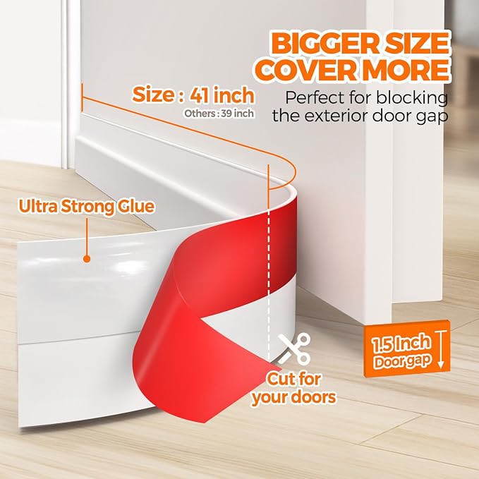 Holikme Door Draft Stopper 41inch Weather Stripping Door Seal Sweep | Under - Image 4