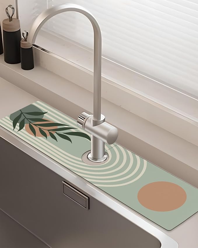 Patterned Sink Faucet Mat Kitchen Splash Guard Super Absorbent Drying Mat by BnhjsdwTablecloth
