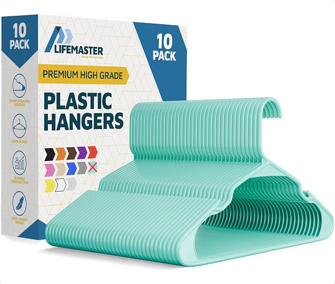 Lifemaster Plastic Clothes Hangers – Heavy Duty Hanger Set, by LIFEMASTER