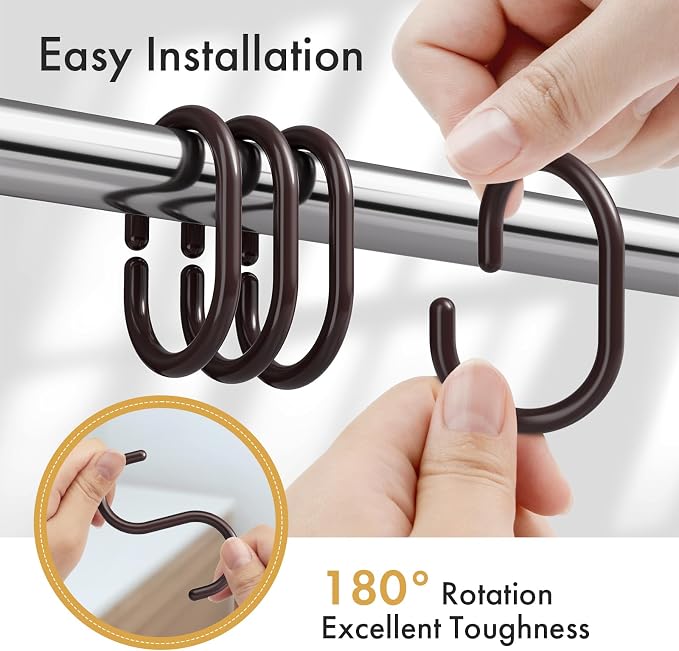 Amazer Plastic Shower Curtain Rings, Shower Curtain Hooks Rings, Plastic Shower - Image 3