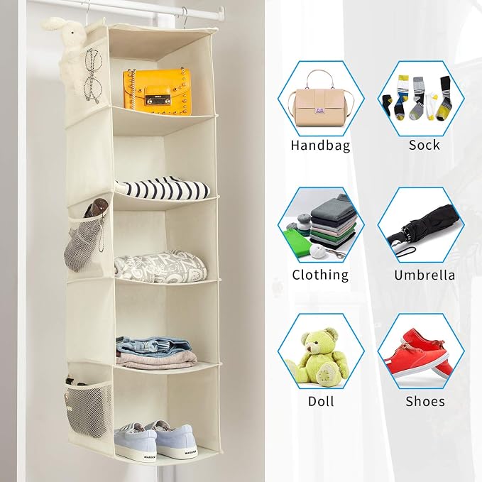 5 Shelves Hanging Closet Organizer, 2 Pack Hanging Storage - Image 5