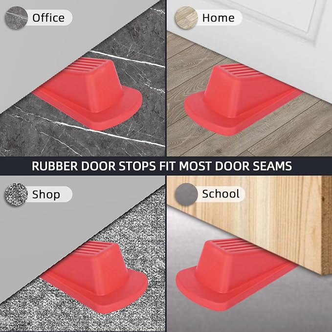 Door Stoppers 4 Pack Premium Rubber Wedge Heavy Duty | - Image 2