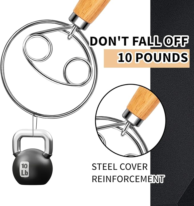 Danish Dough Whisk Stainless Steel with Dough Hook Dutch Style Bread Mixer Tool for Sourdough Baking