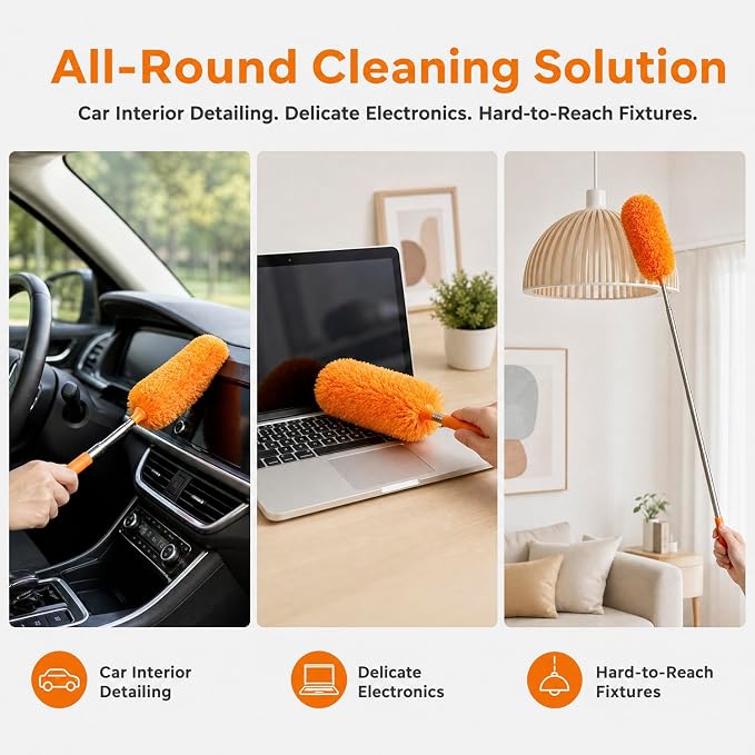 2 Pack Small Washable Microfiber Feather Duster, Microfiber Head, Cleaning Tool - Image 6