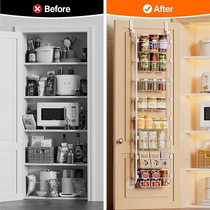 Delamu Narrow Over The Door Pantry Organizer, 8-Tier Metal Pantry Door - Image 5