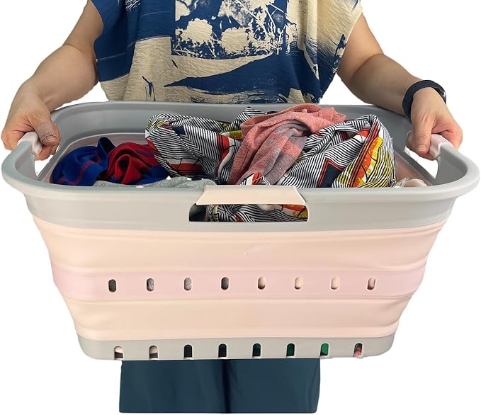 SAMMART 42 Collapsible Plastic Laundry Basket, Foldable Pop Up Storage - Image 6