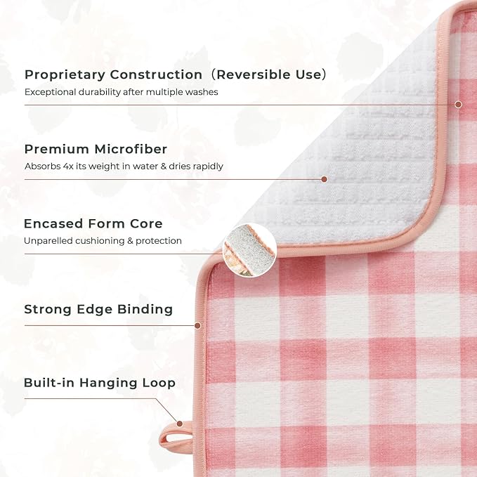 FRESHMINT Dish Drying Mats 2 Pack, Cottage Floral | Quick Dry, Ultra Absorbent - Image 3