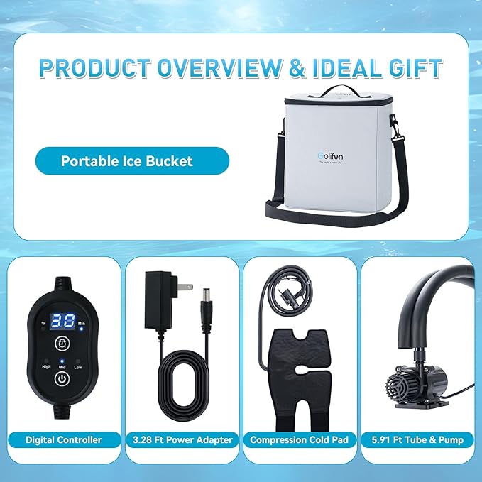 Cold Therapy Machine with Programmable Timer, Portable Ice Machine for Knee After Surgery, Cryotherapy Pain Relief with Compression Pad