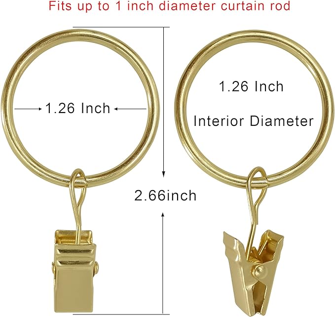 90 Pack Curtain Rings with Clips, Drapery Clips with Rings, Drapes Rings 1.26 - Image 2