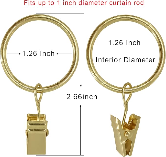 100 Pack Curtain Rings with Clips, Drapery Clips with Rings, Drapes Rings 1.26 - Image 2