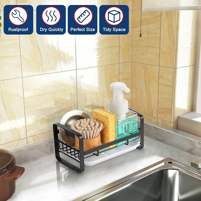 HULISEN Kitchen Sponge Holder, 304 Stainless Steel Sink Caddy - Image 8