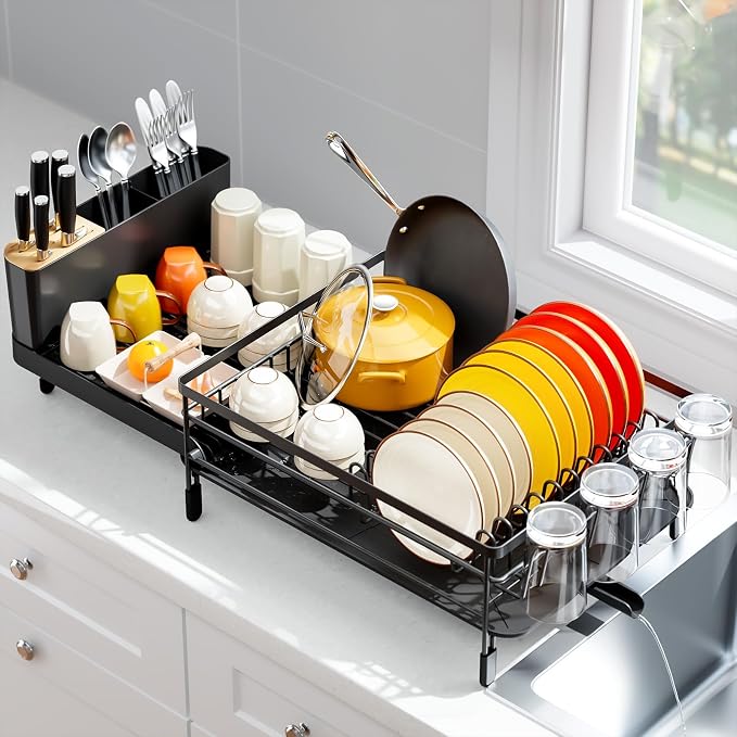 Urackify Extendable Dish Drying Rack, 18.5"-26.7" L x 12.7" W by Urackify