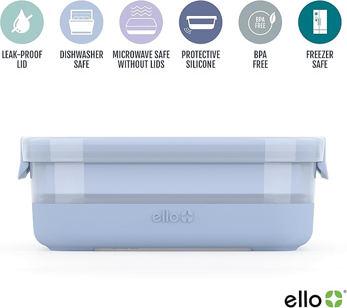 Ello Plastic 3.7 Cup Meal Prep Set 10 Pc -5 Pack set BPA Free Plastic Food - Image 2