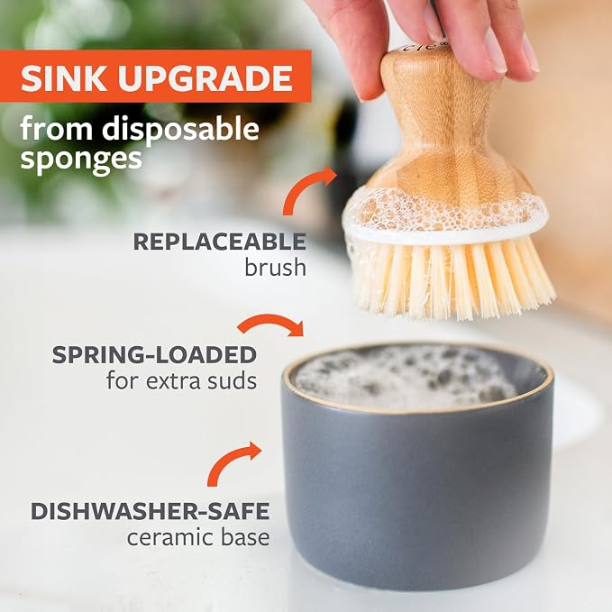 Full Circle Bubbly Palm Brush & Ceramic Soap Dispenser - Image 6