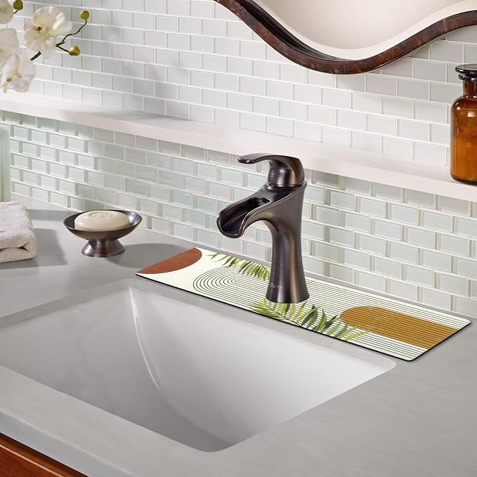 Sink Faucet Absorbing Mat, 2 Pack Drying Mat Around Faucet Sink Splash Guard - Image 7
