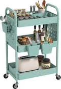 danpinera Rolling Cart, Movable Utility Organizer with Retractable Dividers & Pegboards for Kitchen, Bathroom, Office
