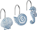 Sunlit Seashells Decorative Shower Curtain Hooks, Sky Blue Ocean Creatures by Sunlit