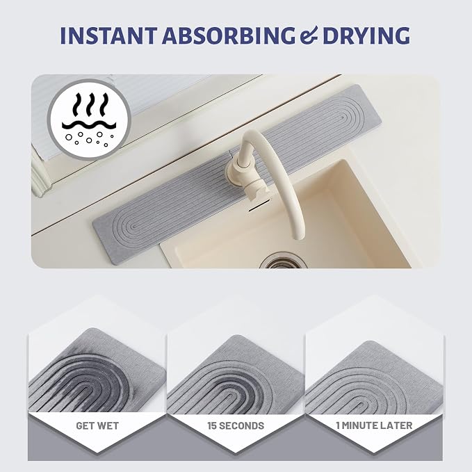 Fast Drying Stone Faucet Mat for Kitchen Sink - Image 3