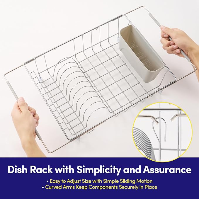 Dish Drying Rack Over the Sink Expandable to 24.5" Dish Drainer — Space-Saving - Image 5
