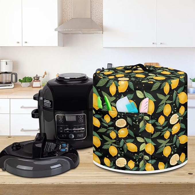 Lemon Print Air Fryer Cover Washable Pressure Cooker Dust Cover for 8 Qt Small Kitchen Appliance Cover with Top Handle Dust Protection Bread Cover for Home Decoration