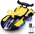 12V Electric Wiggle Car Ride On Toy, Swing Car with Pedal, for Kids from Ages 3 and Up, Birthday Gifts for Boys and Girls, Anti-Rollover, Flashing Wheels, Bluetooth (BlackYellow)