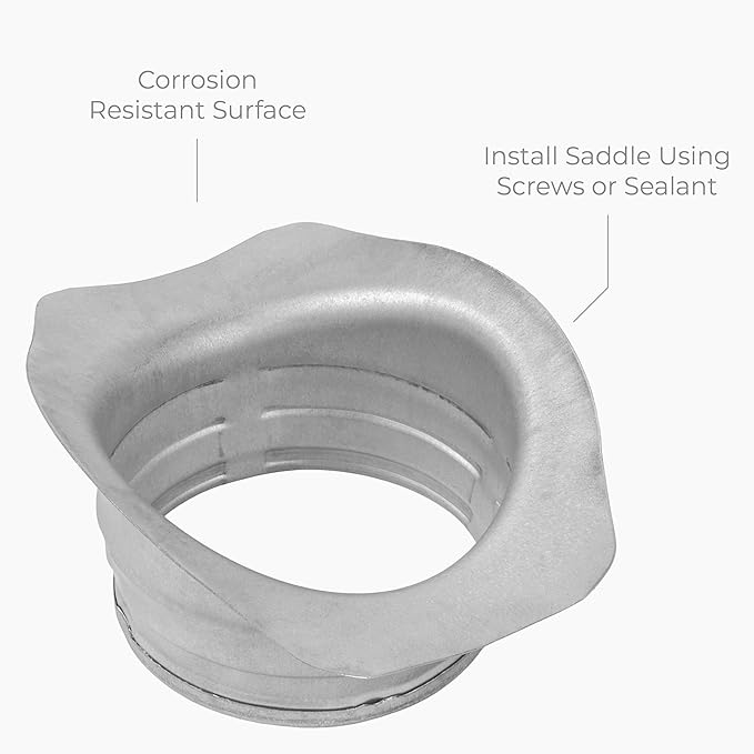 Galvanized Steel Saddle Takeoff – Round 90 Degree Splitter for 8” Duct with 4" Outlet Branch Connector - Range Hood Duct Adapter - Heavy Duty Supply/Exhaust Air Ventilation Duct Work Collar
